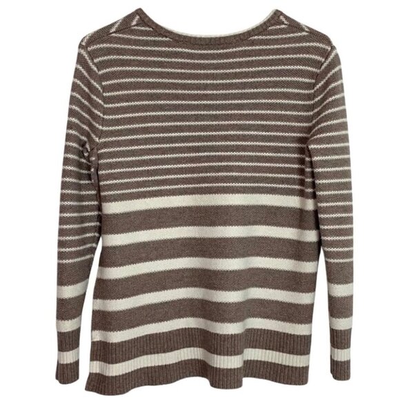 EUC Athleta Striped Kennewick Side Slit Pullover Sweater Tan Cream Womens XXS - Picture 3 of 15